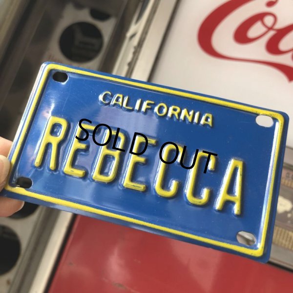 画像1: Vintage California Mini Bike Vanity Metal License Plate / REBECCA (B787)  (1)