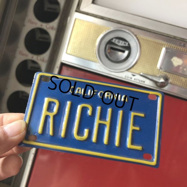 画像1: Vintage California Mini Bike Vanity Metal License Plate / RICHIE (B788)  (1)