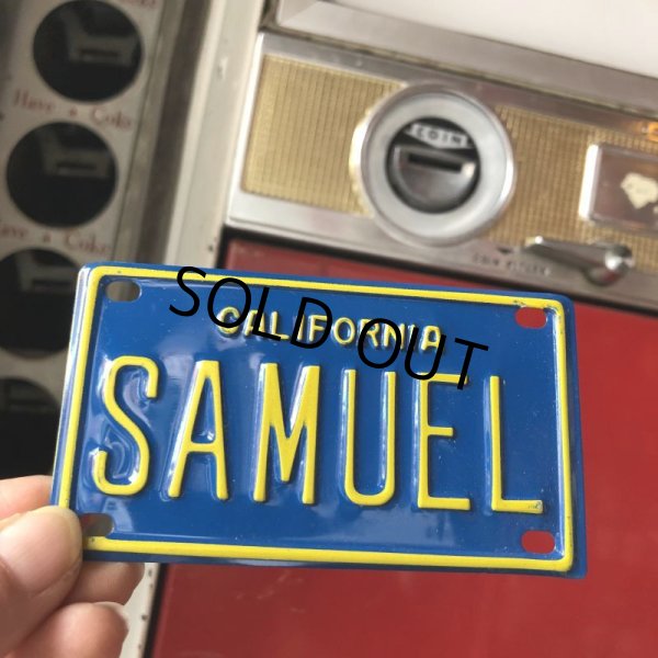 画像1: Vintage California Mini Bike Vanity Metal License Plate / SAMUEL (B810)  (1)