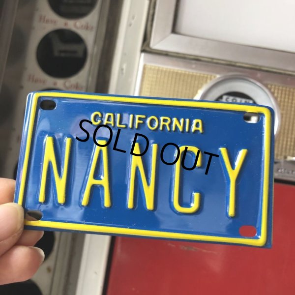 画像1: Vintage California Mini Bike Vanity Metal License Plate / NANCY (B795)  (1)