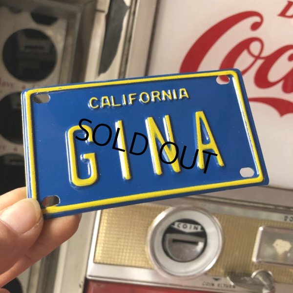 画像1: Vintage California Mini Bike Vanity Metal License Plate / GINA (B777)  (1)