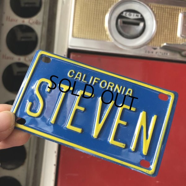 画像1: Vintage California Mini Bike Vanity Metal License Plate / STEVEN (B807)  (1)