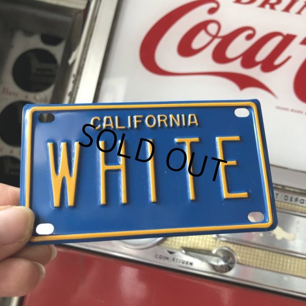 画像1: Vintage California Mini Bike Vanity Metal License Plate / WHITE (B808)  (1)