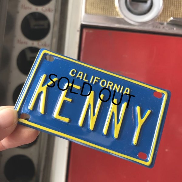 画像1: Vintage California Mini Bike Vanity Metal License Plate / KENNY (B802)  (1)