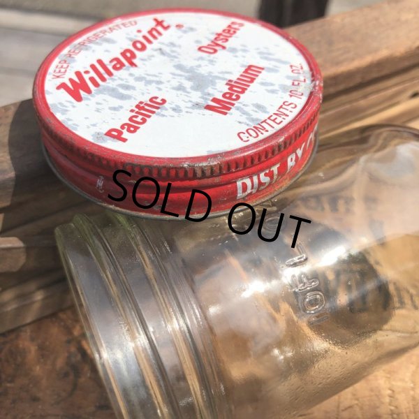 画像2: Vintage Willapoint PACIFIC OYSTERS Glass Jar 10oz (B855) (2)