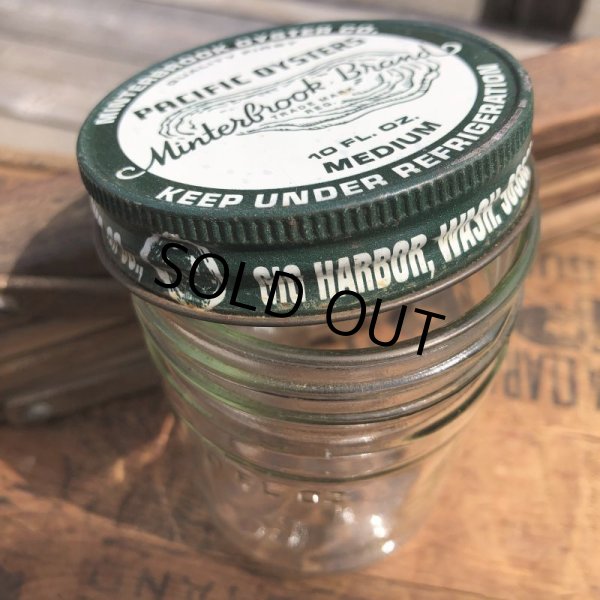 画像2: Vintage Minterook PACIFIC OYSTERS Glass Jar 10oz (B856) (2)