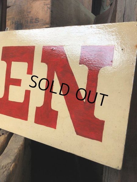 画像9: Vintage U.S.A OPEN Wooden Hand Paint Store Sign (B911)  (9)
