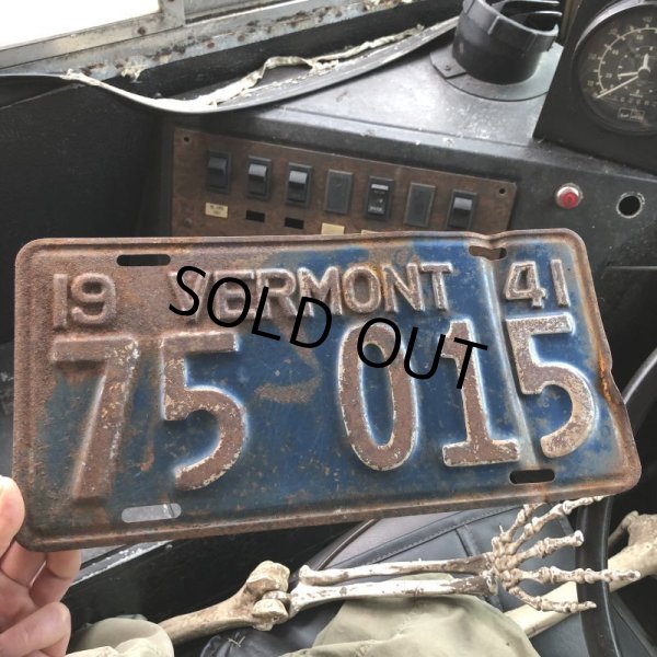 画像1: 40s Vintage American License Number Plate / 1941 VERMONT 75 015 (B886) (1)