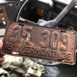 画像1: 30s Vintage American License Number Plate / 1938 VERMONT 35 309 (B879) (1)