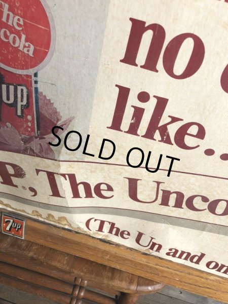 画像4: 60s Vintage 7-up Advertising Duel Sided Cardboard Framed Store Display Poster Sign (B956) (4)