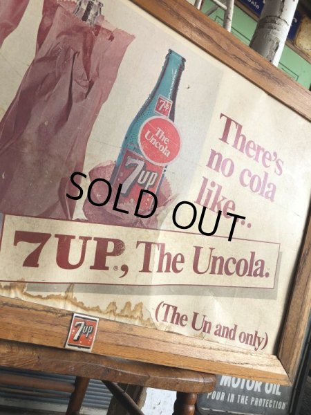 画像5: 60s Vintage 7-up Advertising Duel Sided Cardboard Framed Store Display Poster Sign (B956) (5)