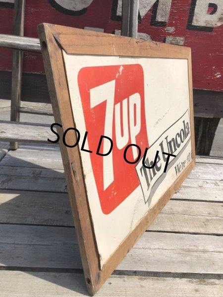 画像11: 60s Vintage 7-up Advertising Duel Sided Cardboard Framed Store Display Poster Sign (B956) (11)