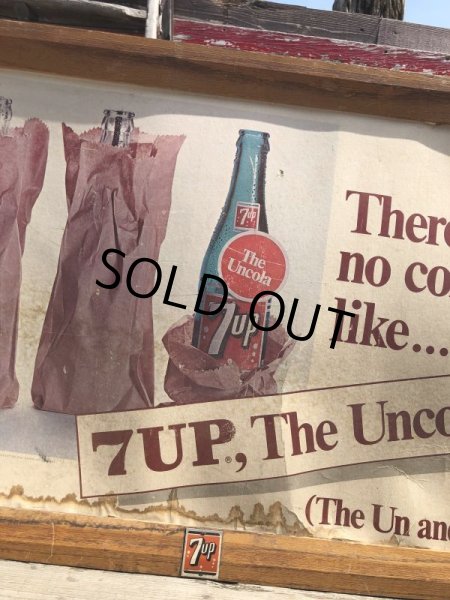画像14: 60s Vintage 7-up Advertising Duel Sided Cardboard Framed Store Display Poster Sign (B956) (14)