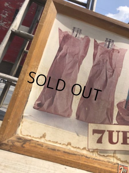 画像13: 60s Vintage 7-up Advertising Duel Sided Cardboard Framed Store Display Poster Sign (B956) (13)