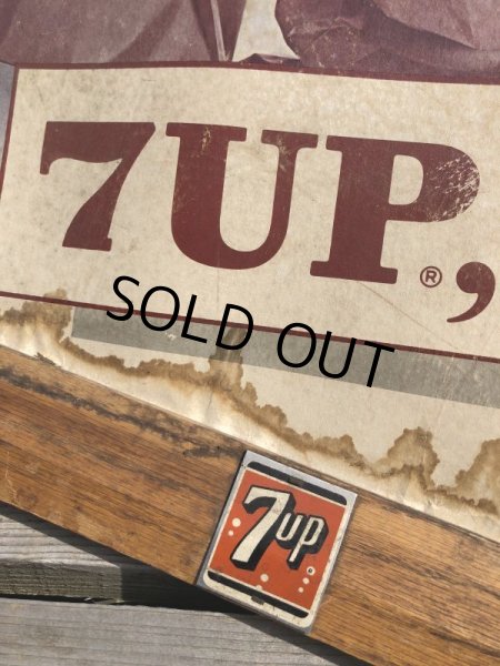画像7: 60s Vintage 7-up Advertising Duel Sided Cardboard Framed Store Display Poster Sign (B956) (7)