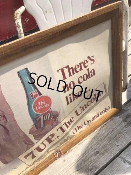 画像15: 60s Vintage 7-up Advertising Duel Sided Cardboard Framed Store Display Poster Sign (B956) (15)