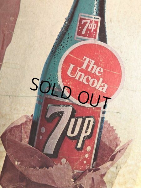 画像6: 60s Vintage 7-up Advertising Duel Sided Cardboard Framed Store Display Poster Sign (B956) (6)