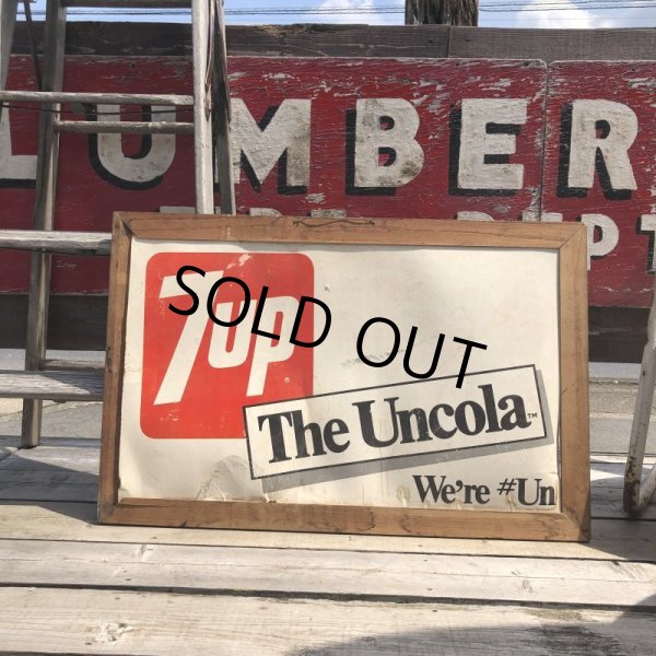 画像9: 60s Vintage 7-up Advertising Duel Sided Cardboard Framed Store Display Poster Sign (B956) (9)