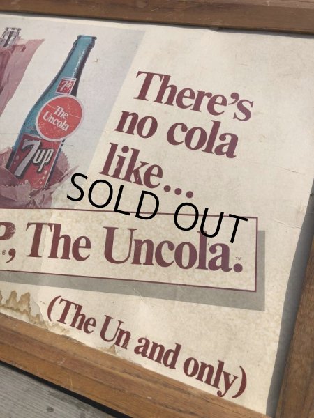 画像16: 60s Vintage 7-up Advertising Duel Sided Cardboard Framed Store Display Poster Sign (B956) (16)