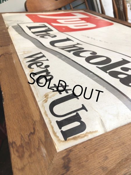 画像12: 60s Vintage 7-up Advertising Duel Sided Cardboard Framed Store Display Poster Sign (B956) (12)