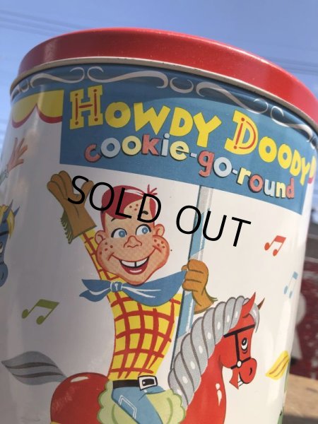 画像7: 50s Vintage Howdy Doody COOKIE-GO-ROUND Tin Can (B961) (7)