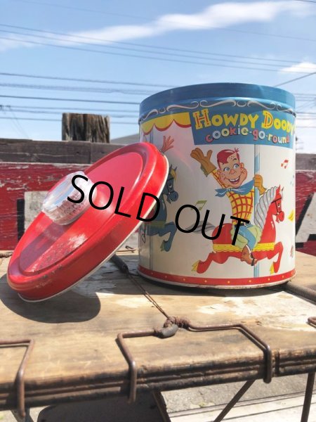 画像1: 50s Vintage Howdy Doody COOKIE-GO-ROUND Tin Can (B961) (1)