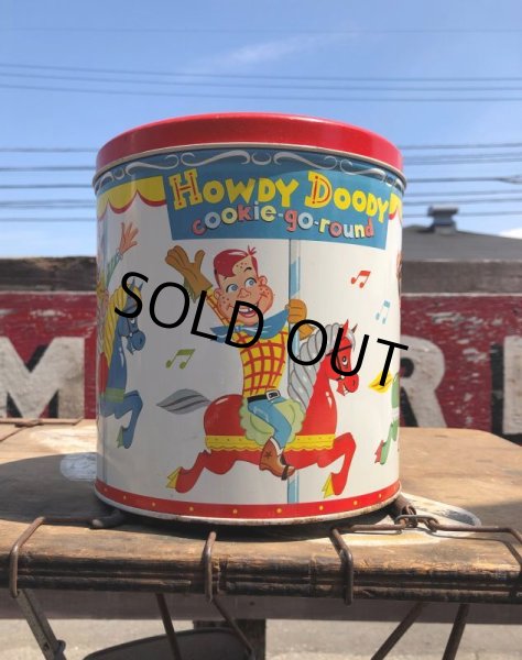 画像18: 50s Vintage Howdy Doody COOKIE-GO-ROUND Tin Can (B961) (18)