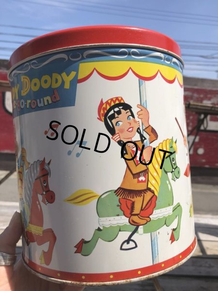 画像13: 50s Vintage Howdy Doody COOKIE-GO-ROUND Tin Can (B961) (13)