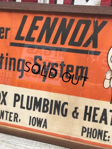 画像14: 40s Vintage Lennie Lennox Advertising Cloth Banner Store Sign w/Frame (B963) (14)