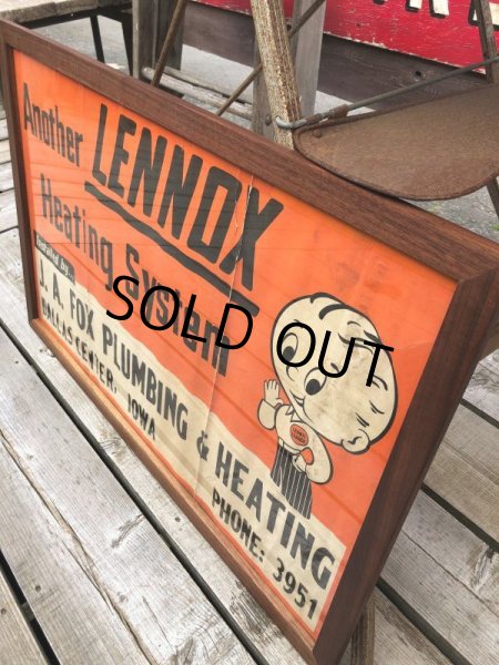 画像10: 40s Vintage Lennie Lennox Advertising Cloth Banner Store Sign w/Frame (B963) (10)