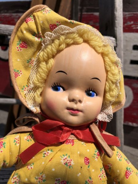 画像8: Vintage Celluloid Face Doll Strawberry Girl 38cm (C039) (8)