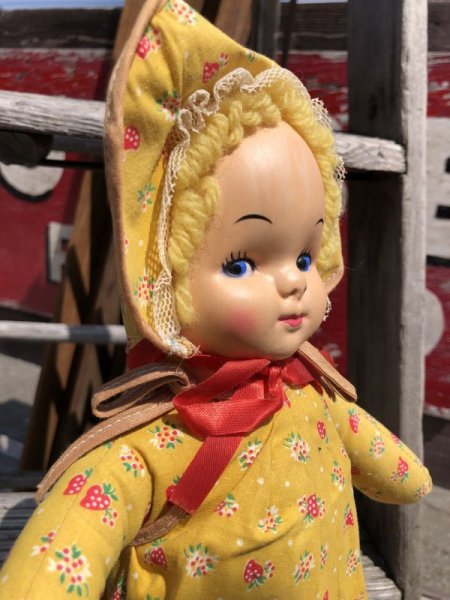 画像7: Vintage Celluloid Face Doll Strawberry Girl 38cm (C039) (7)