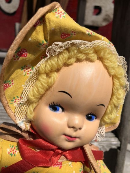 画像9: Vintage Celluloid Face Doll Strawberry Girl 38cm (C039) (9)