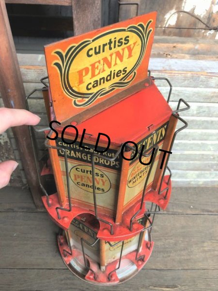 画像4: RARE! Hard to Find!!  Antique CURTISS Advertising "Penny Candy" Tin Store Counter Display (C067) (4)