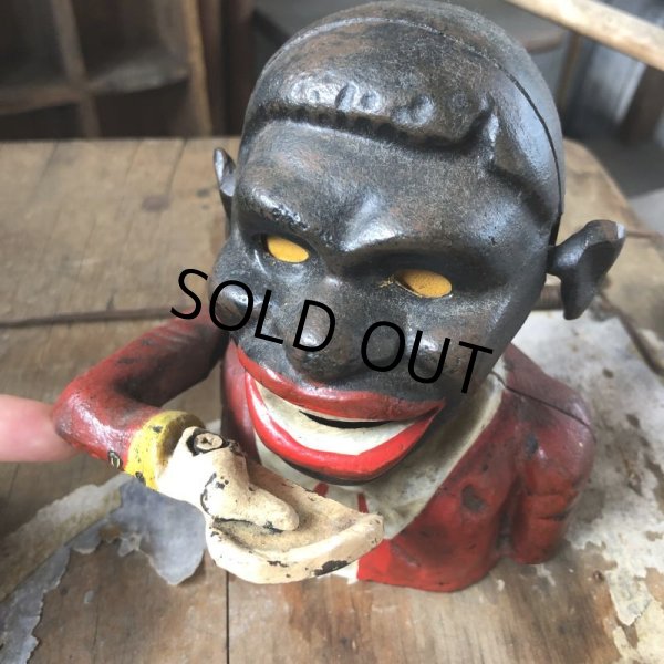 画像8: Vintage Black Man Cast Iron Coin Bank (C066) (8)