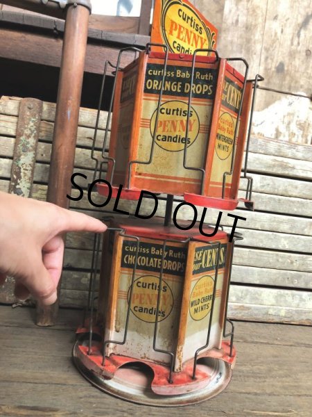 画像3: RARE! Hard to Find!!  Antique CURTISS Advertising "Penny Candy" Tin Store Counter Display (C067) (3)