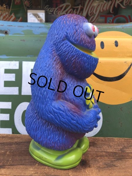 画像2: 70s Vintage Play Pal Blue Hippie Monster Coin Bank Yellow (C069) (2)