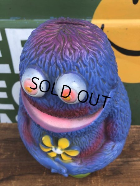 画像4: 70s Vintage Play Pal Blue Hippie Monster Coin Bank Pink (C068) (4)