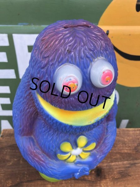 画像5: 70s Vintage Play Pal Blue Hippie Monster Coin Bank Yellow (C069) (5)