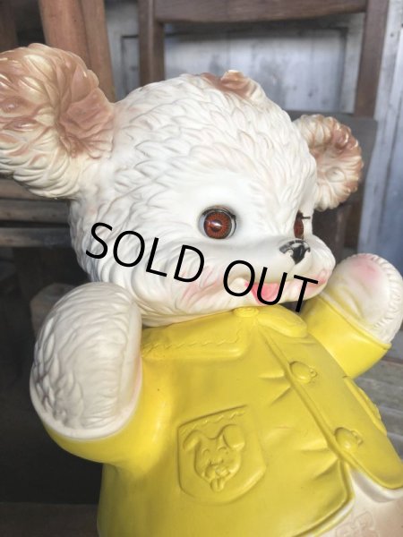 画像6:  60s Vintage Edward Mobley Arrow Sleep Eyes Rubber Squeak Bear Yellow (C072) (6)