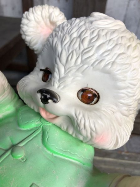 画像7:  60s Vintage Edward Mobley Arrow Sleep Eyes Rubber Squeak Bear Green (C071) (7)