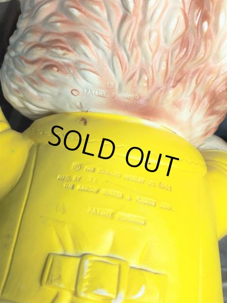 画像12:  60s Vintage Edward Mobley Arrow Sleep Eyes Rubber Squeak Bear Yellow (C072) (12)