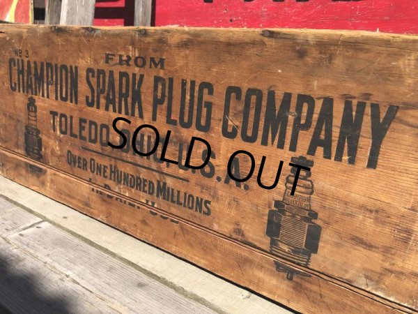 画像6: RARE!  30s Antique Champion Spark Plug Dealer Delivery Wooden Crate (C074) (6)