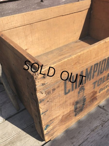 画像13: RARE!  30s Antique Champion Spark Plug Dealer Delivery Wooden Crate (C074) (13)