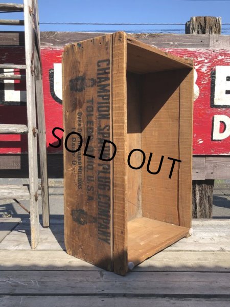 画像19: RARE!  30s Antique Champion Spark Plug Dealer Delivery Wooden Crate (C074) (19)