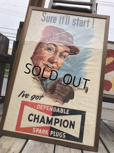 画像13: 【店舗引き取り限定】 Vintage Champion Spark Plugs Advertising Store Display Poster Sign (C077) (13)