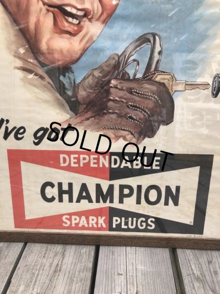 画像5: 【店舗引き取り限定】 Vintage Champion Spark Plugs Advertising Store Display Poster Sign (C077) (5)
