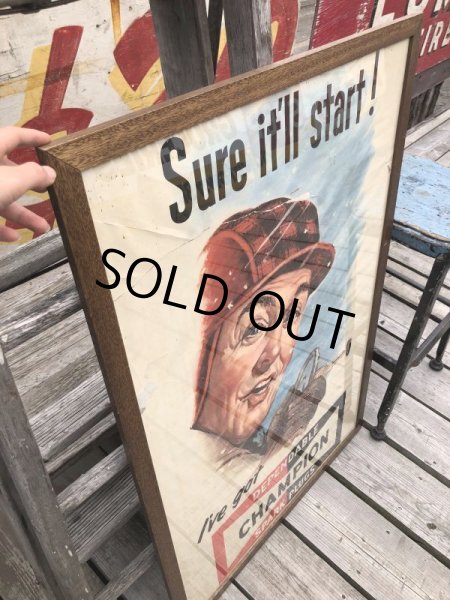 画像2: 【店舗引き取り限定】 Vintage Champion Spark Plugs Advertising Store Display Poster Sign (C077) (2)