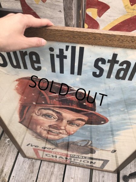 画像12: 【店舗引き取り限定】 Vintage Champion Spark Plugs Advertising Store Display Poster Sign (C077) (12)