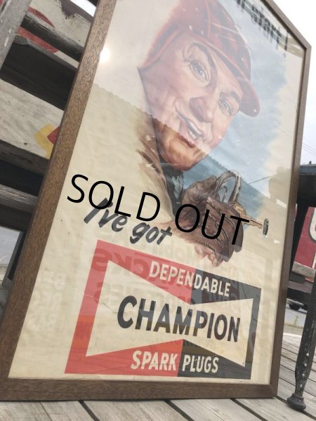画像3: 【店舗引き取り限定】 Vintage Champion Spark Plugs Advertising Store Display Poster Sign (C077) (3)
